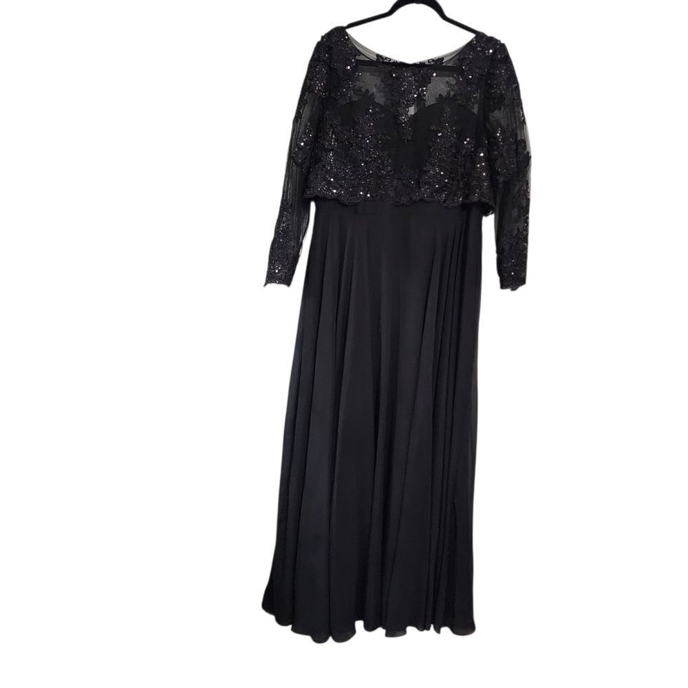 J.J.s House Formal Dress 16 Black Mesh Sequin Party Holiday Gala NWT